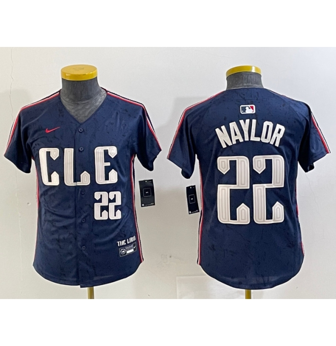 Youth Cleveland Guardians #22 Josh Naylor Number Navy 2024 City Connect Limited Stitched Jersey