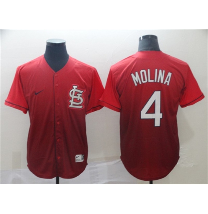 Men's St. Louis Cardinals #4 Yadier Molina Red Fade Stitched Baseball Jersey