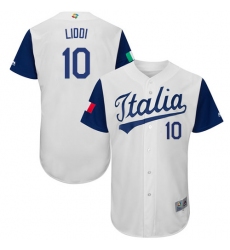 Men's Italy Baseball Majestic #10 Alex Liddi White 2017 World Baseball Classic Authentic Team Jersey
