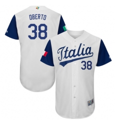 Men's Italy Baseball Majestic #38 Orlando Oberto White 2017 World Baseball Classic Authentic Team Jersey