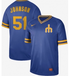 Men's Nike Seattle Mariners #51 Randy Johnson Royal Authentic Cooperstown Collection Stitched Baseball Jersey