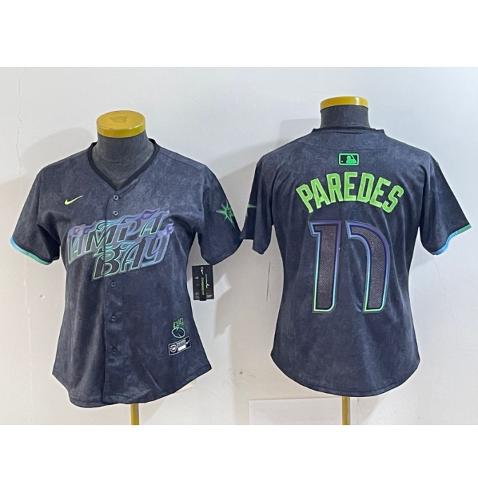 Women's Tampa Bay Rays #17 Isaac Paredes Charcoal 2024 City Connect Limited Cool Base Jersey