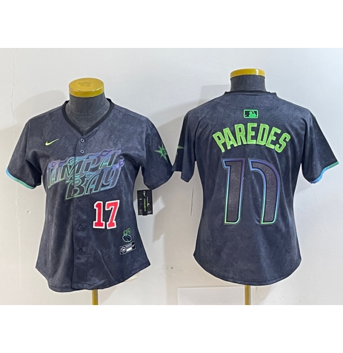Women's Tampa Bay Rays #17 Isaac Paredes Charcoal 2024 City Connect Limited Cool Base Jerseys