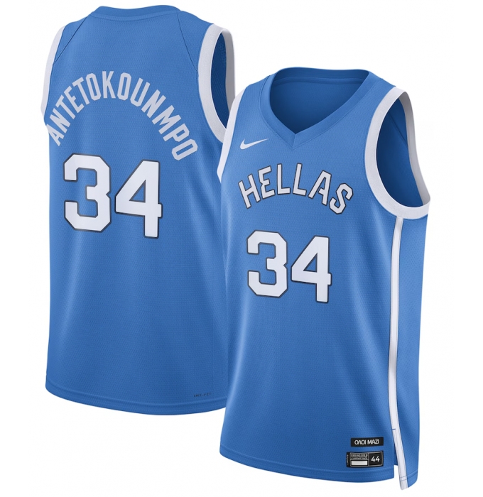 Men's Greece Basketball #34 Giannis Antetokounmpo Blue Nike 2024 Summer Olympics Player Limited Basketball Jersey