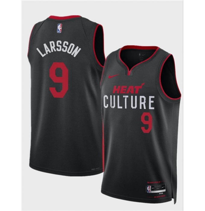 Men's Miami Heat #9 Pelle Larsson Black 2024 Draft City Edition Stitched Basketball Jersey