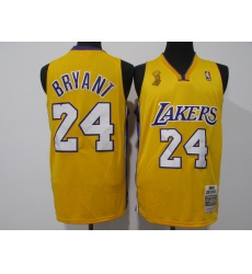 Men's Los Angeles Lakers #24 Kobe Bryant Yellow Stanley Cup Champions Jersey