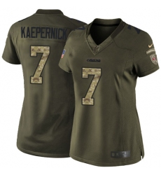 Women's Nike San Francisco 49ers #7 Colin Kaepernick Elite Green Salute to Service NFL Jersey