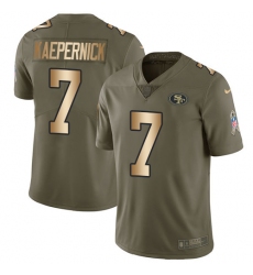 Youth Nike San Francisco 49ers #7 Colin Kaepernick Limited Olive/Gold 2017 Salute to Service NFL Jersey