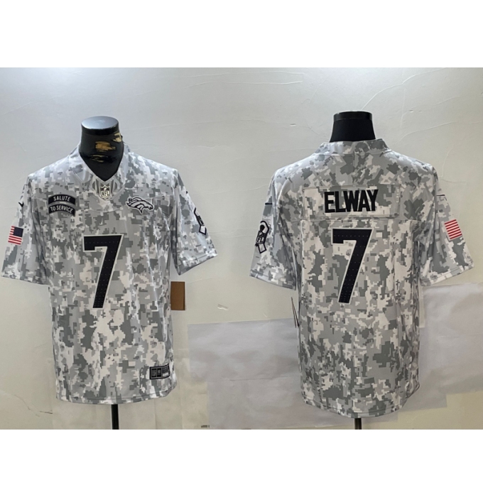 Men's Denver Broncos #7 John Elway Arctic Camo 2024 FUSE Salute to Service Limited Stitched Jersey