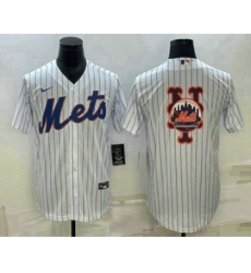 Men's New York Mets Big Logo White Cool Base Stitched Baseball Jersey