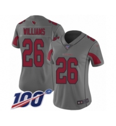 Women's Arizona Cardinals #26 Brandon Williams Limited Silver Inverted Legend 100th Season Football Jersey