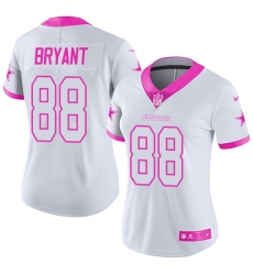 Women's Nike Dallas Cowboys #88 Dez Bryant Limited White/Pink Rush Fashion NFL Jersey
