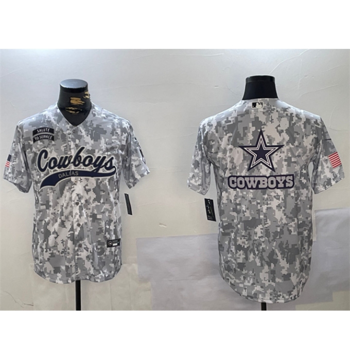 Men's Dallas Cowboys Team Big Logo 2024 Arctic Camo Salute To Service Stitched Baseball Jerseys