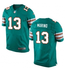 Men's Nike Miami Dolphins #13 Dan Marino Elite Aqua Green Alternate NFL Jersey