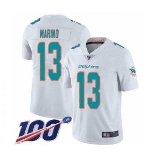 Youth Nike Miami Dolphins #13 Dan Marino White Vapor Untouchable Limited Player 100th Season NFL Jersey