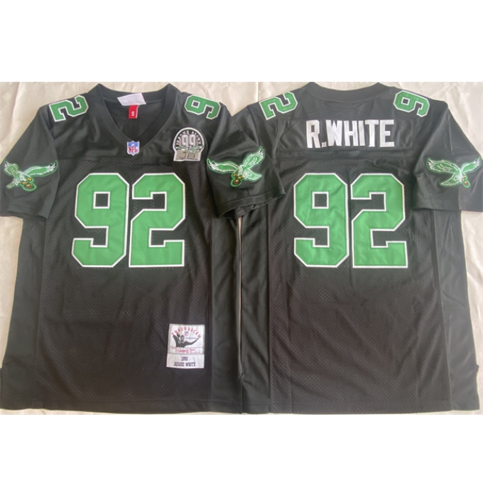Men's Philadelphia Eagles #92 Reggie White Black Throwback Stitched Football Jersey