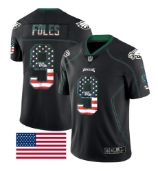 Men's Nike Philadelphia Eagles #9 Nick Foles Limited Black Rush USA Flag NFL Jersey