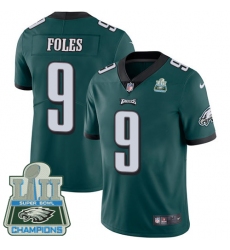Men's Nike Philadelphia Eagles #9 Nick Foles Midnight Green Team Color Vapor Untouchable Limited Player Super Bowl LII Champions NFL Jersey