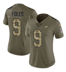 Women's Nike Philadelphia Eagles #9 Nick Foles Limited Olive/Camo 2017 Salute to Service NFL Jersey