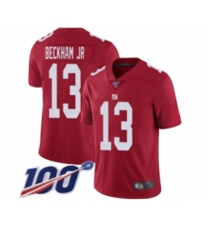 Men's New York Giants #13 Odell Beckham Jr Red Limited Red Inverted Legend 100th Season Football Jersey