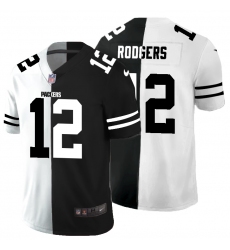 Men's Green Bay Packers #12 Aaron Rodgers Black White Limited Split Fashion Football Jersey