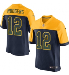 Men's Nike Green Bay Packers #12 Aaron Rodgers Elite Navy Blue Alternate Drift Fashion NFL Jersey