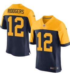 Men's Nike Green Bay Packers #12 Aaron Rodgers Elite Navy Blue Alternate NFL Jersey