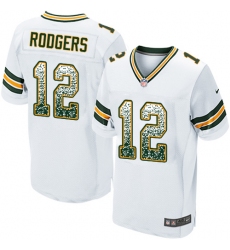 Men's Nike Green Bay Packers #12 Aaron Rodgers Elite White Road Drift Fashion NFL Jersey
