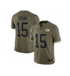 Men's Green Bay Packers #15 Bart Starr 2022 Olive Salute To Service Limited Stitched Jersey