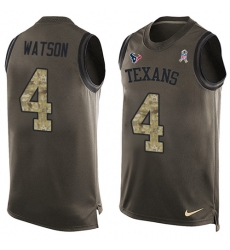 Men's Nike Houston Texans #4 Deshaun Watson Limited Green Salute to Service Tank Top NFL Jersey
