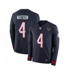 Men's Nike Houston Texans #4 Deshaun Watson Limited Navy Blue Therma Long Sleeve NFL Jersey