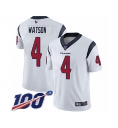 Men's Nike Houston Texans #4 Deshaun Watson White Vapor Untouchable Limited Player 100th Season NFL Jersey