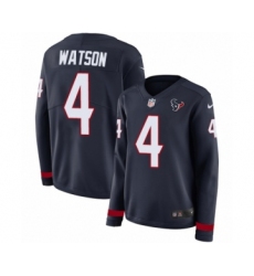 Women's Nike Houston Texans #4 Deshaun Watson Limited Navy Blue Therma Long Sleeve NFL Jersey