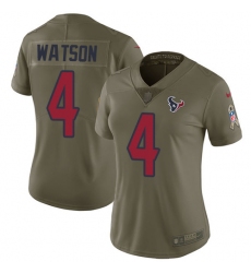 Women's Nike Houston Texans #4 Deshaun Watson Limited Olive 2017 Salute to Service NFL Jersey