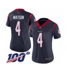 Women's Nike Houston Texans #4 Deshaun Watson Navy Blue Team Color Vapor Untouchable Limited Player 100th Season NFL Jersey