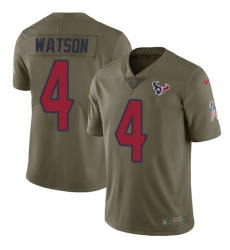Youth Nike Houston Texans #4 Deshaun Watson Limited Olive 2017 Salute to Service NFL Jersey