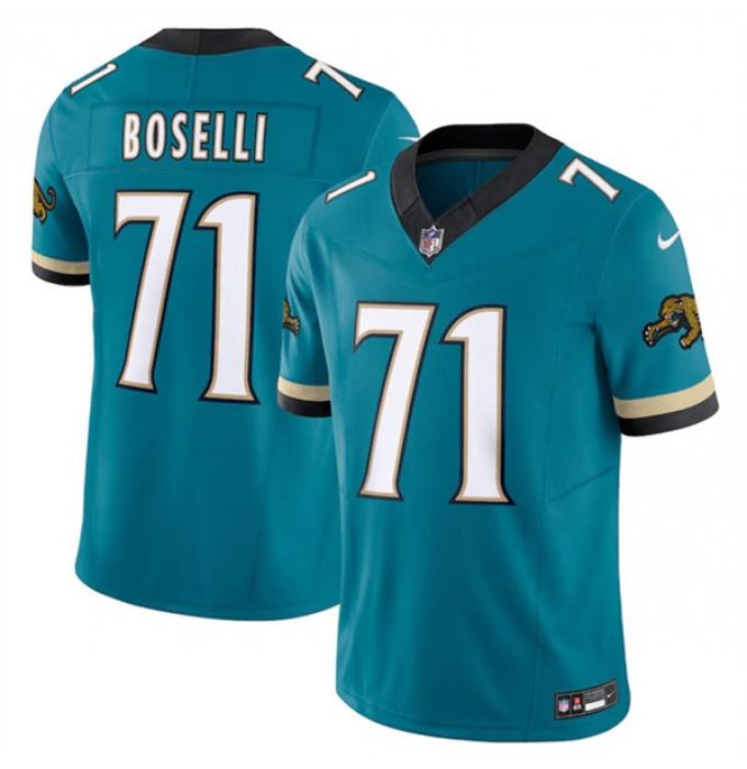 Men's Jacksonville Jaguars #71 Tony Boselli Teal 2024 F.U.S.E. Prowler Throwback Vapor Limited Football Stitched Jersey