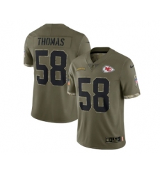 Men's Kansas City Chiefs #58 Derrick Thomas 2022 Olive Salute To Service Limited Stitched Jersey