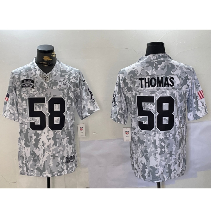 Men's Kansas City Chiefs #58 Derrick Thomas Arctic Camo 2024 FUSE Salute to Service Limited Stitched Jersey