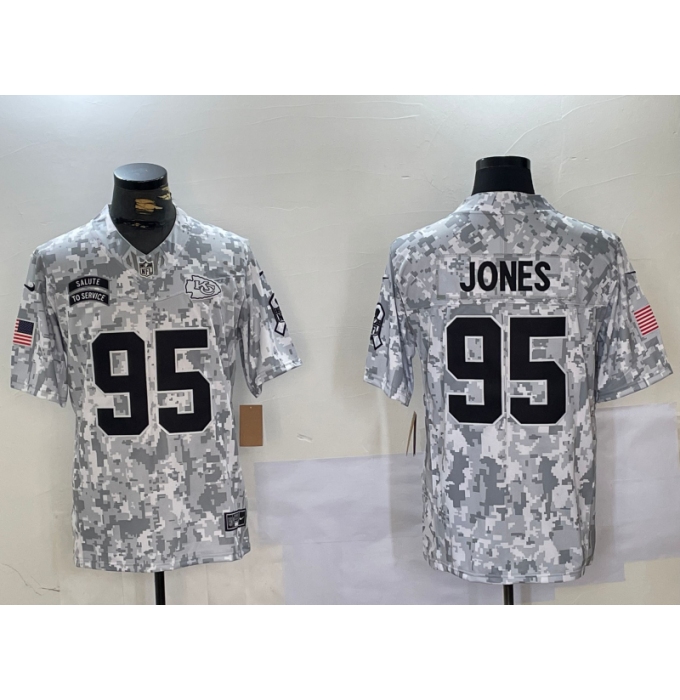 Men's Kansas City Chiefs #95 Chris Jones Arctic Camo 2024 FUSE Salute to Service Limited Stitched Jersey